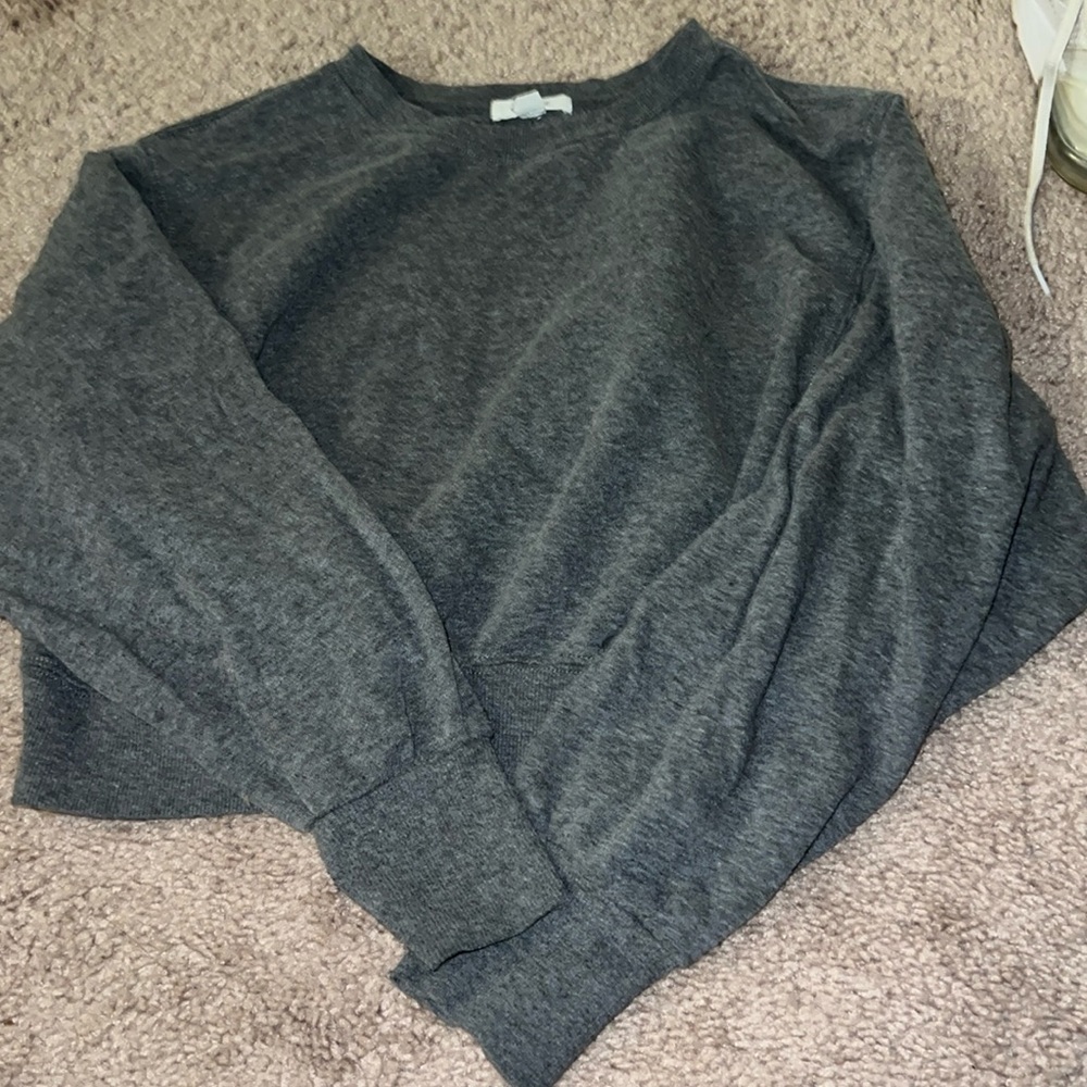 cropped grey garage crewneck